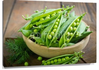 Lienzo Guisantes en cuenco de madera